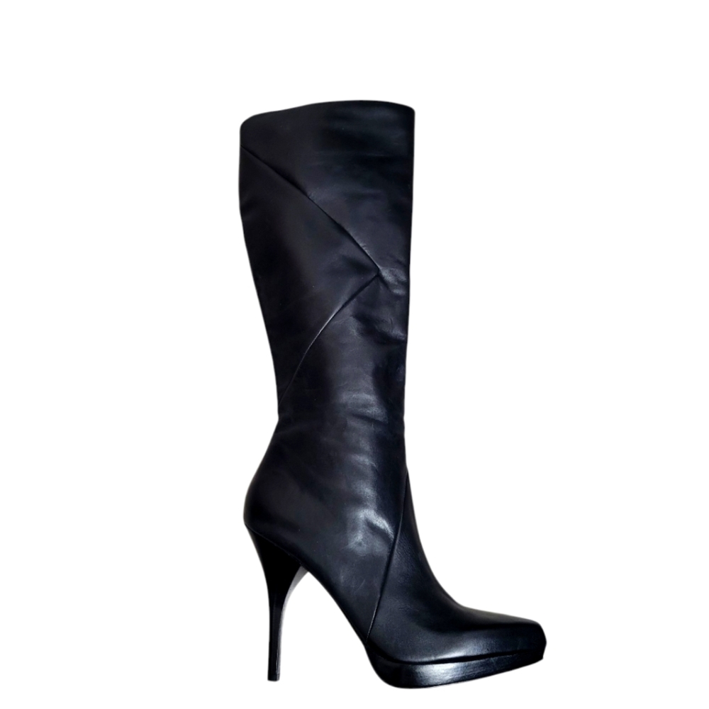 Via Spiga High Heeled Black Leather Boots Size 10M